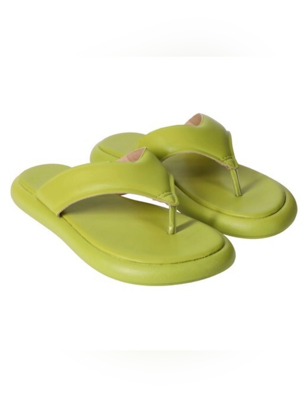 Women's Lime Green Padded Thong Sandals